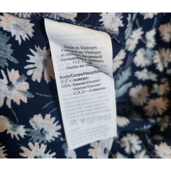 Madewell Novel Tie-Front Top In French Floral Drapey V-Neck Blue Size Women's M - Picture 8 of 9